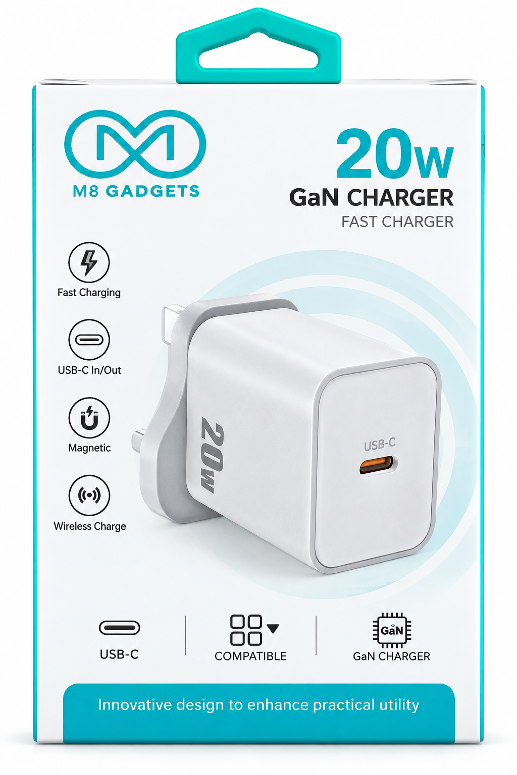 M8 Gadgets 20W GaN Fast Charger Plug Only – M8-GN20S