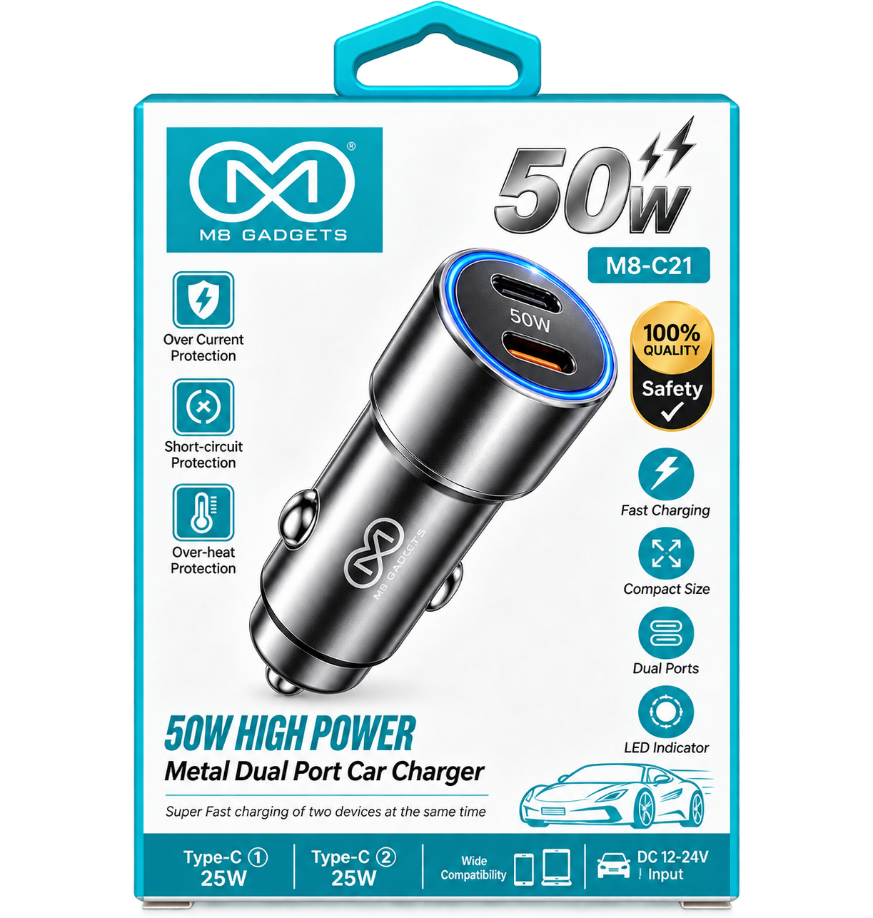 M8 Gadgets 5000mAh Ultra-Compact Fast Charge Power Bank – M8 135S