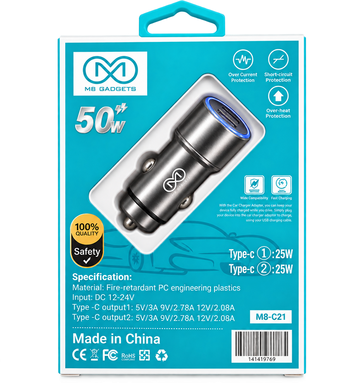 M8 Gadgets 5000mAh Ultra-Compact Fast Charge Power Bank – M8 135S